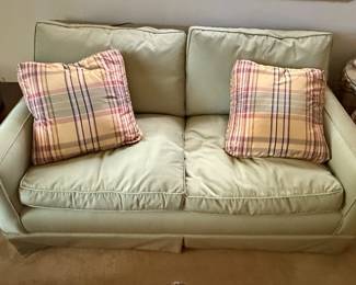 Light Green Upholstered Loveseat