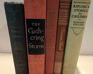 Collection of Five Vintage Books: Churchill, Stevenson, Kipling