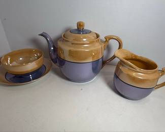 Made in Japan Lustreware Tea Set in Blue and Tan