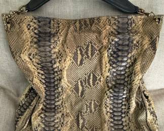Pollini Python Embossed Leather Shoulder Bag