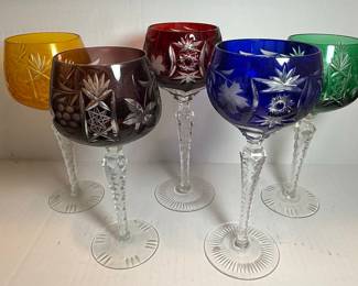 Bohemian Cut Crystal Wine Glasses