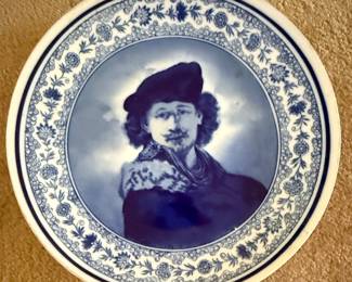 Delft Style Rembrandt Self-Portrait Decorative Plate