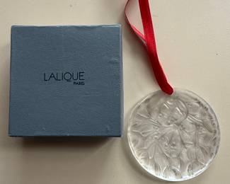 Lalique "Muguet" (Lily of the Valley) Clear Crystal Round Ornament