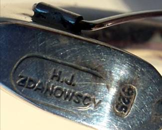 H.L. Zdanowscy Sterling Silver and Amber Brooch