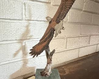 Bronze Eagle Sculpture by Kitty Cantrell on Marble Base