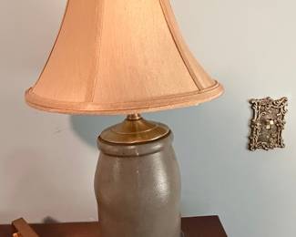 Salt Glazed Stoneware Crock Table Lamp