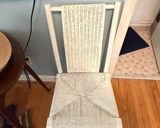 White Painted Ladderback Rush Seat Dining Chair