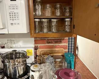 Glass Mason Jars and Kitchenware Assortment