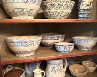 Blue and White Spongeware Stoneware Collection