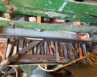 Vintage Hand Tool Collection in Metal Toolbox