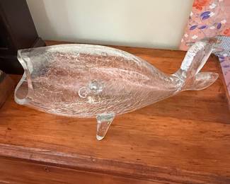 Blenko Crackle Glass Fish Sculpture