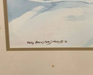 Winter Landscape Watercolor by Holly Brewster Simons, 1978