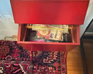 Vintage Wooden Sewing Box with Floral Decal