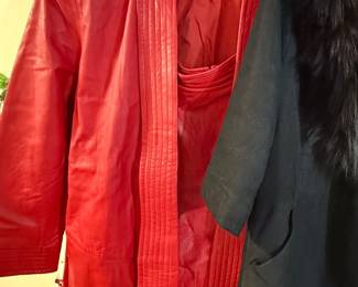 Dana Brooks Red Leather Kimono Jacket