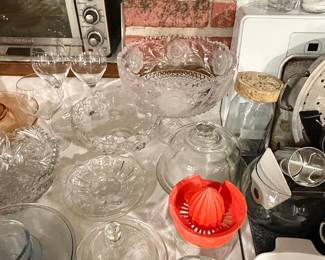 Vintage Punch Bowl Set with Assorted Kitchenware