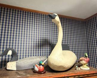 Large Carved and Paint Decorated Wood Swan Decoy