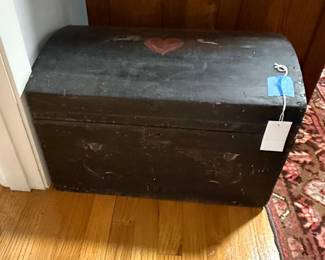 Folk Art Painted Dome-Topped Trunk