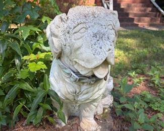 Vintage Concrete English Bulldog Garden Statue