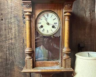 Victorian Oak Vienna Regulator Wall Clock with Mirror