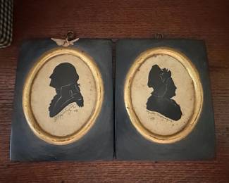 Pair of Silhouette Portraits of George and Martha Washington by Auguste Edouart