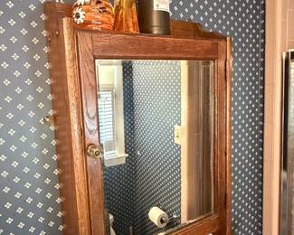 Vintage Oak Medicine Cabinet with Mirror