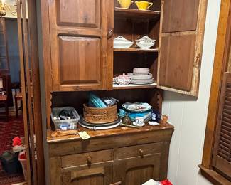 Antique Pine Step-Back Cupboard