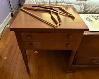 Antique Two-Drawer Pine Stand Table