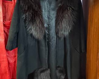 Black Leather and Fox Fur Coat