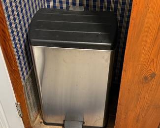 Brushed Stainless Steel Step Trash Can with Black Lid