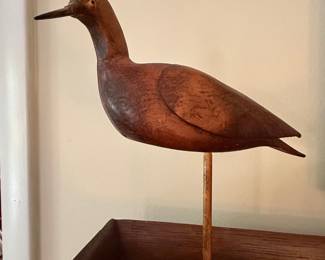 Carved Wooden Shorebird Decoy by Harry V. Shourds