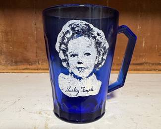 Shirley Temple Cobalt Blue Glass Mug by Hazel-Atlas