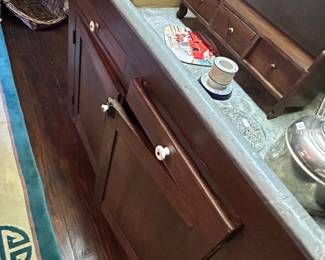 Vintage Wooden Kitchen Cabinet with Soapstone Sink