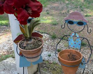 Wonderland Metal Girl Planter Holder with Amaryllis