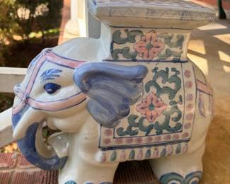 Chinoiserie Ceramic Elephant Garden Stool