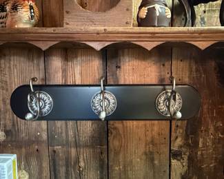 Vintage Coat Rack with Ornate Rosette Hooks