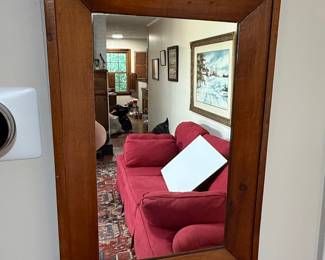 Mid-Century Modern Teak Wood Framed Wall Mirror