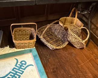 Vintage Woven Baskets with Handles