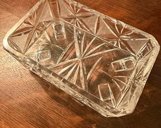 Anchor Hocking Star of David Cut Crystal Rectangular Dish