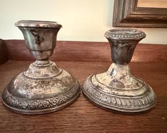 Pair of Sterling Silver Weighted Candlesticks