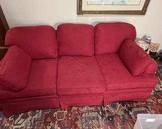 Red Floral Upholstered Sofa