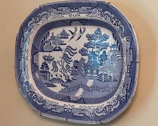 19th Century Staffordshire Blue Willow Platter