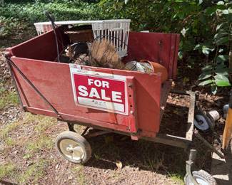 Vintage Red Wooden Garden Wagon