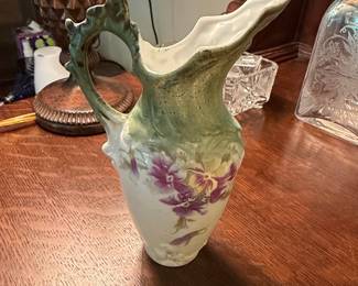 R.S. Prussia Hand-Painted Floral Pitcher