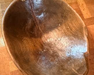 Antique Hand-Carved Wooden Dough Bowl