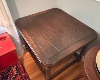 Vintage Oak End Table with Carved Legs