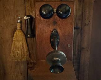 Western Electric Oak Hand Crank Wall Telephone