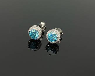 Aquamarine Moissanite Earrings