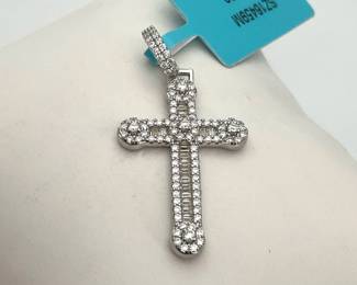 Sterling Silver Moissanite Cross Pendant