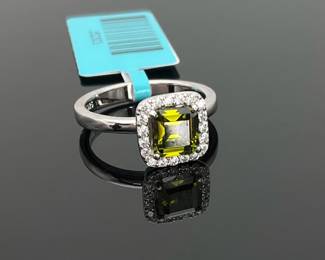 Peridot CZ Silver Ring