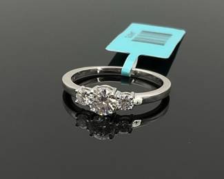 Sterling Silver Moissanite Trilogy Ring